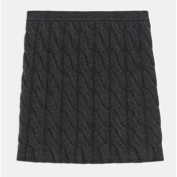 Theory Grey Felted Wool Cashmere Cable Knit Mini Skirt Size Medium - Picture 1 of 7